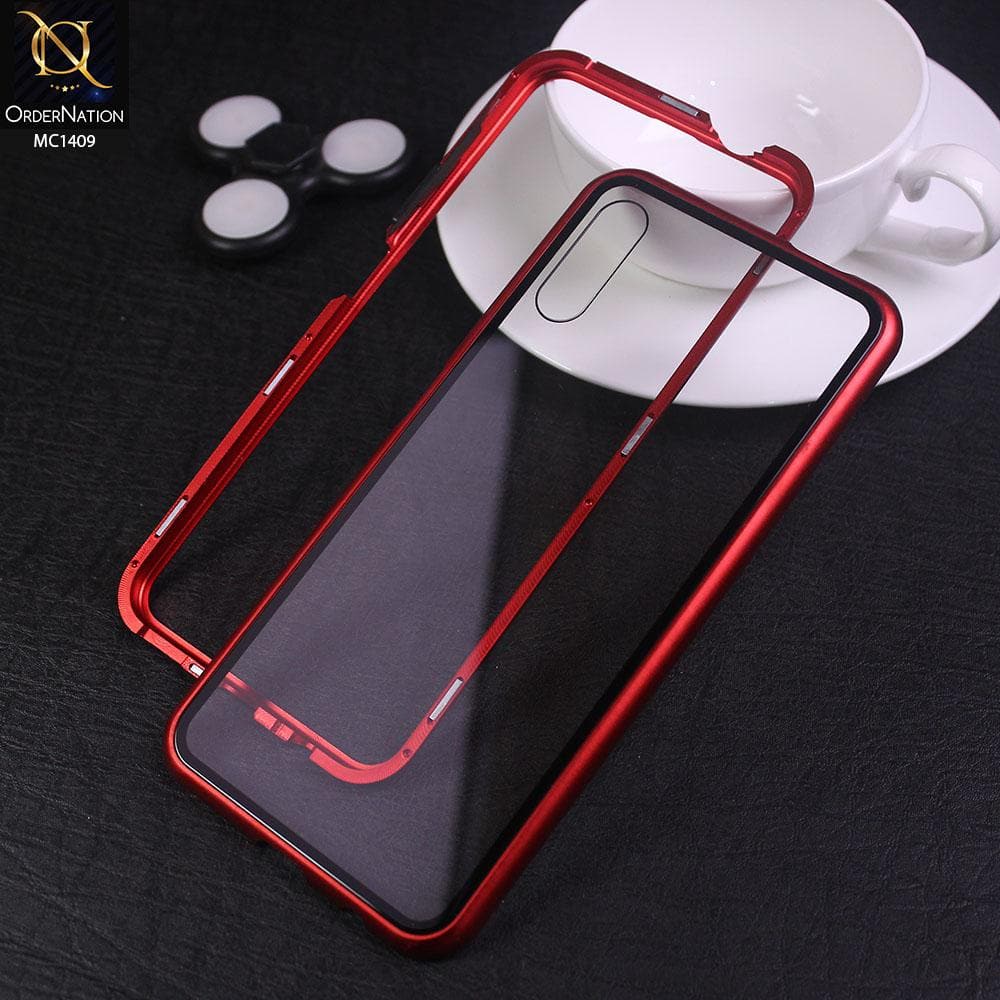 Huawei Y9s Cover Red Luxury HQ Magnetic Back Glass Case No