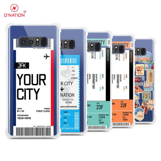 Samsung Galaxy Note 8 Cover - Personalised Boarding Pass Ticket Series - 5 Designs - Clear Phone Case - Soft Silicon Borders