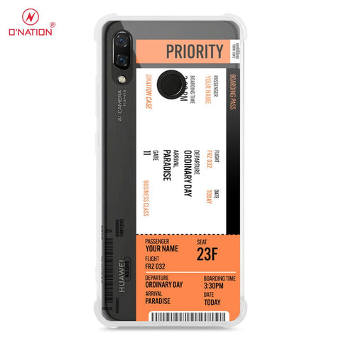 Huawei Nova 3i / P Smart Plus Cover - Personalised Boarding Pass Ticket Series - 5 Designs - Clear Phone Case - Soft Silicon Borders