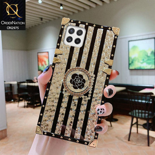 Samsung Galaxy A81 Cover - Design 2 - 3D illusion Gold Flowers Soft Trunk Case With Ring Holder