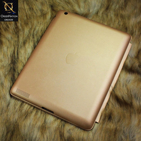 PU Leather Smart Book Foldable Case For iPad 4 / 3 / 2 - Golden