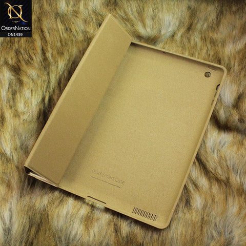 PU Leather Smart Book Foldable Case For iPad 4 / 3 / 2 - Golden