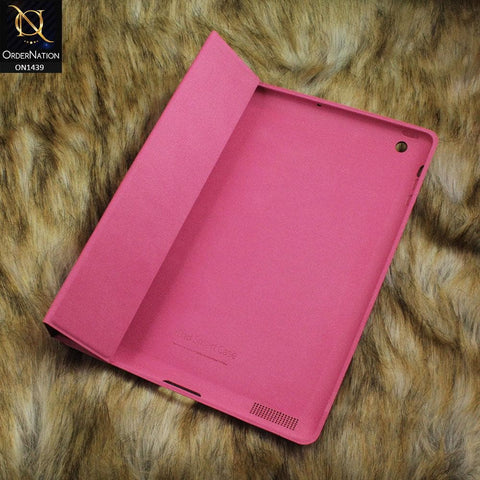 PU Leather Smart Book Foldable Case For iPad 4 / 3 / 2 - Pink