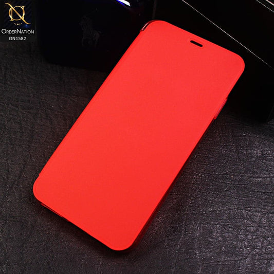 Baseus Touchable Tempered Glass Flip TPU Back Shell Case For iPhone XS Max - Red