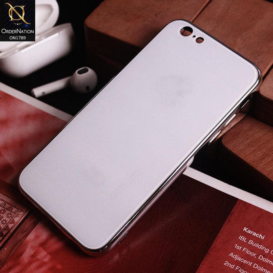 iPhone 8 / 7 Cover - White - Shiny Tempered Glass Soft Case