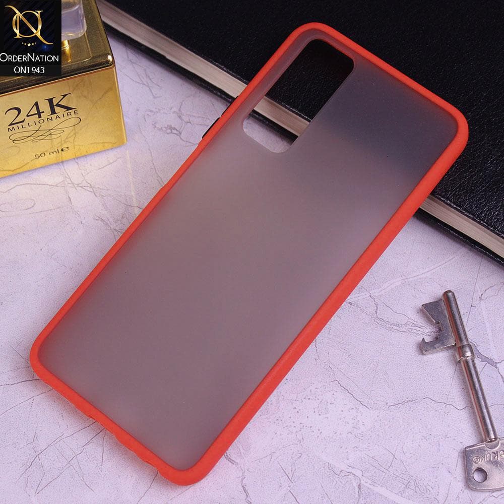 Vivo Y51s Cover Red Soft Colorful Border Semi Transparent Back