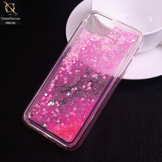iPhone 6S / 6 Cover - Light Pink - Cute Love Hearts Liquid Glitter Pc Back Case