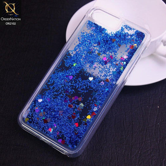 iPhone 6s Plus / 6 Plus Cover - Blue - Cute Love Hearts Liquid Glitter Pc Back Case
