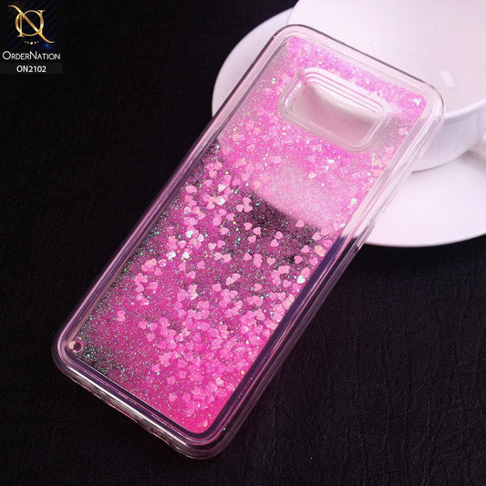 Samsung Galaxy S8 Cover - Light Pink - Cute Love Hearts Liquid Glitter Pc Back Case