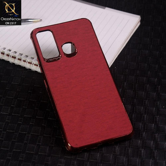 Infinix Hot 9 Cover - Red - Electroplating Shiny Border Leather Texture Soft Case