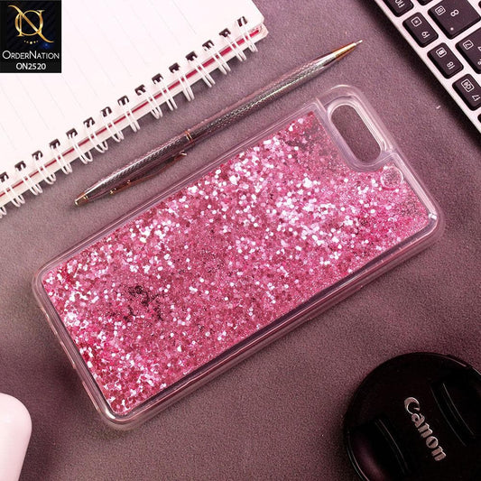 Oppo A3s Cover - Pink - New Fashion Style Liquid Water Glitter Case