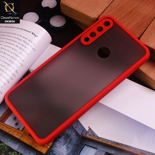 Huawei Y6p Cover - Red - New Semi Tranparent Color Borders Matte Hard PC Protective Case