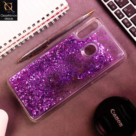 Samsung Galaxy A20s Cover - Purple - New Fashion Style Liquid Water Glitter Case