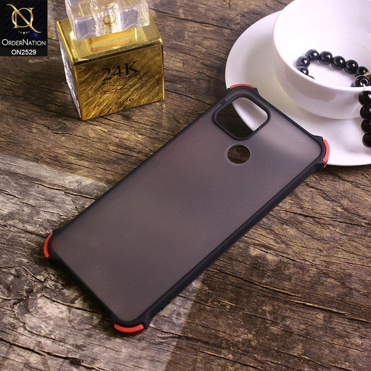 Oppo A15s Cover - Black - Translucent Matte Shockproof Camera Ring Protection Case