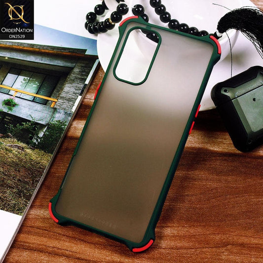Oppo Reno 5 4G Cover - Dark Green - Translucent Matte Shockproof Camera Ring Protection Case