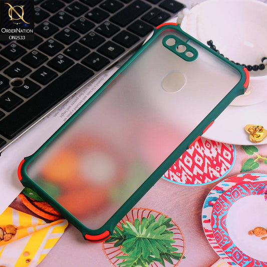 Oppo A5s Cover - Green - Semi Transparent Matte Shockproof Camera Ring Protection Case