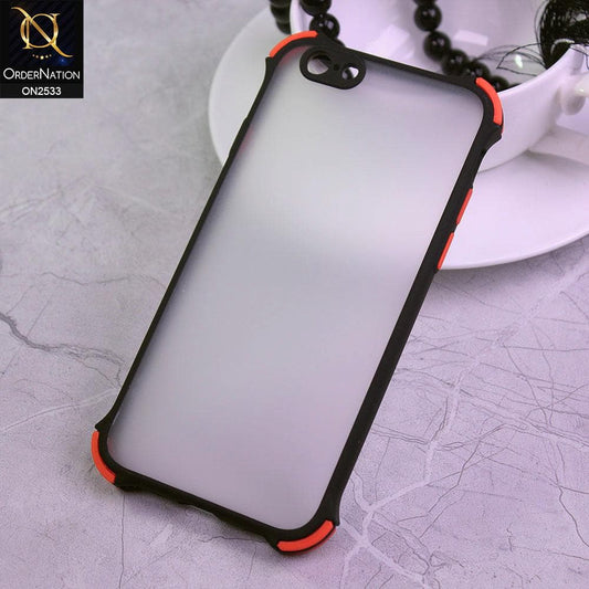 iPhone 6S / 6 Cover - Black - Semi Transparent Matte Shockproof Camera Ring Protection Case