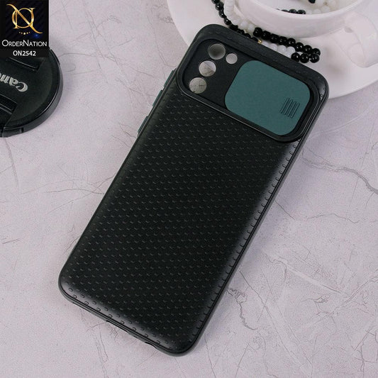 Samsung Galaxy A02s - Green - New Style Dotted Texture Camera Slider Back Soft Case