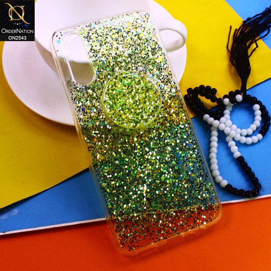 Vivo Y7s Cover - Design 2 - New Fashion Bling Not Moving Glitter Soft Case With Pop Shocket - Glitter Does Not Move