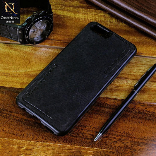 Oppo A12e Cover - Black - New Design Jeans Texture Leather Soft Case