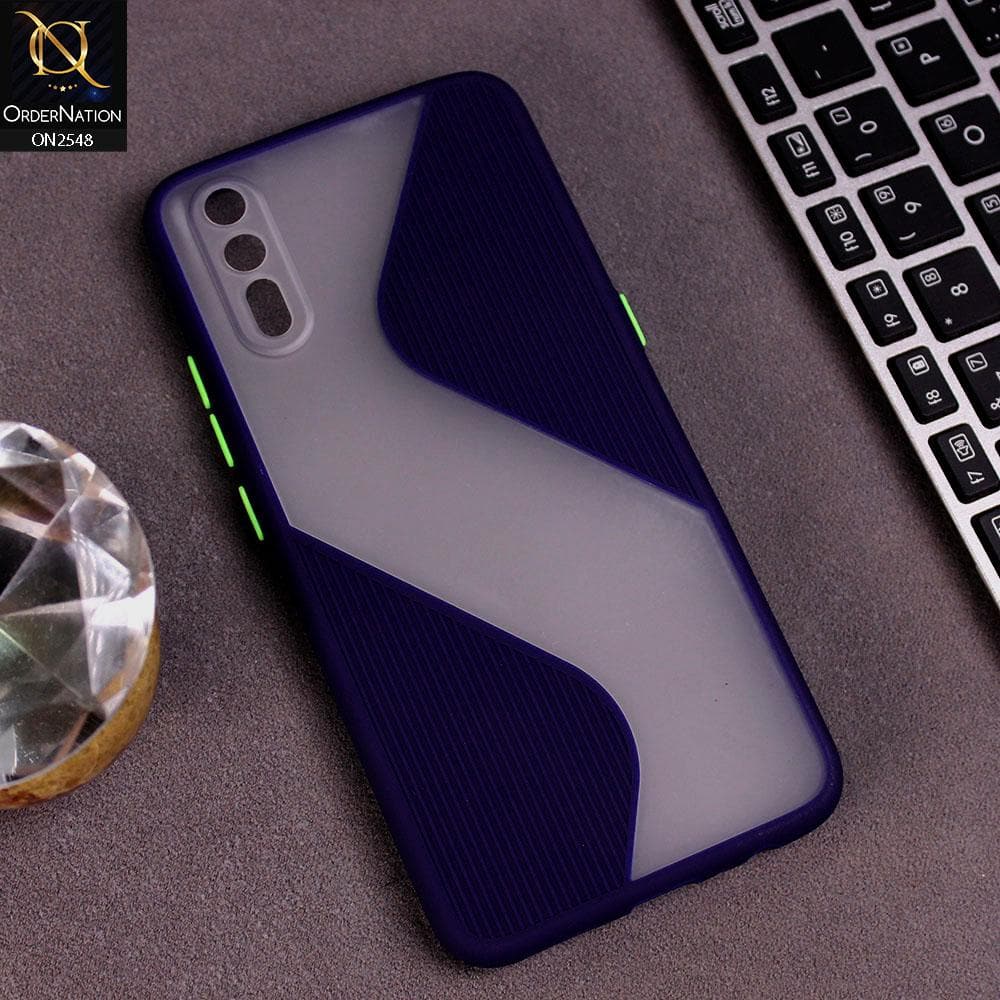 Vivo S1 Cover Blue New Ziggy Line Wavy Style Soft Case
