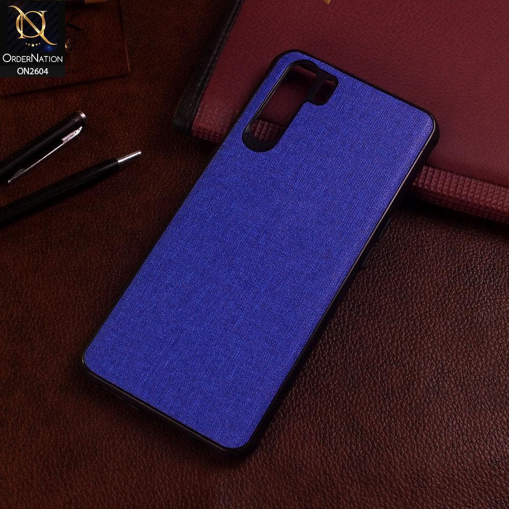 Oppo F15 Cover Blue New Fabric Soft Silicone Logo Case
