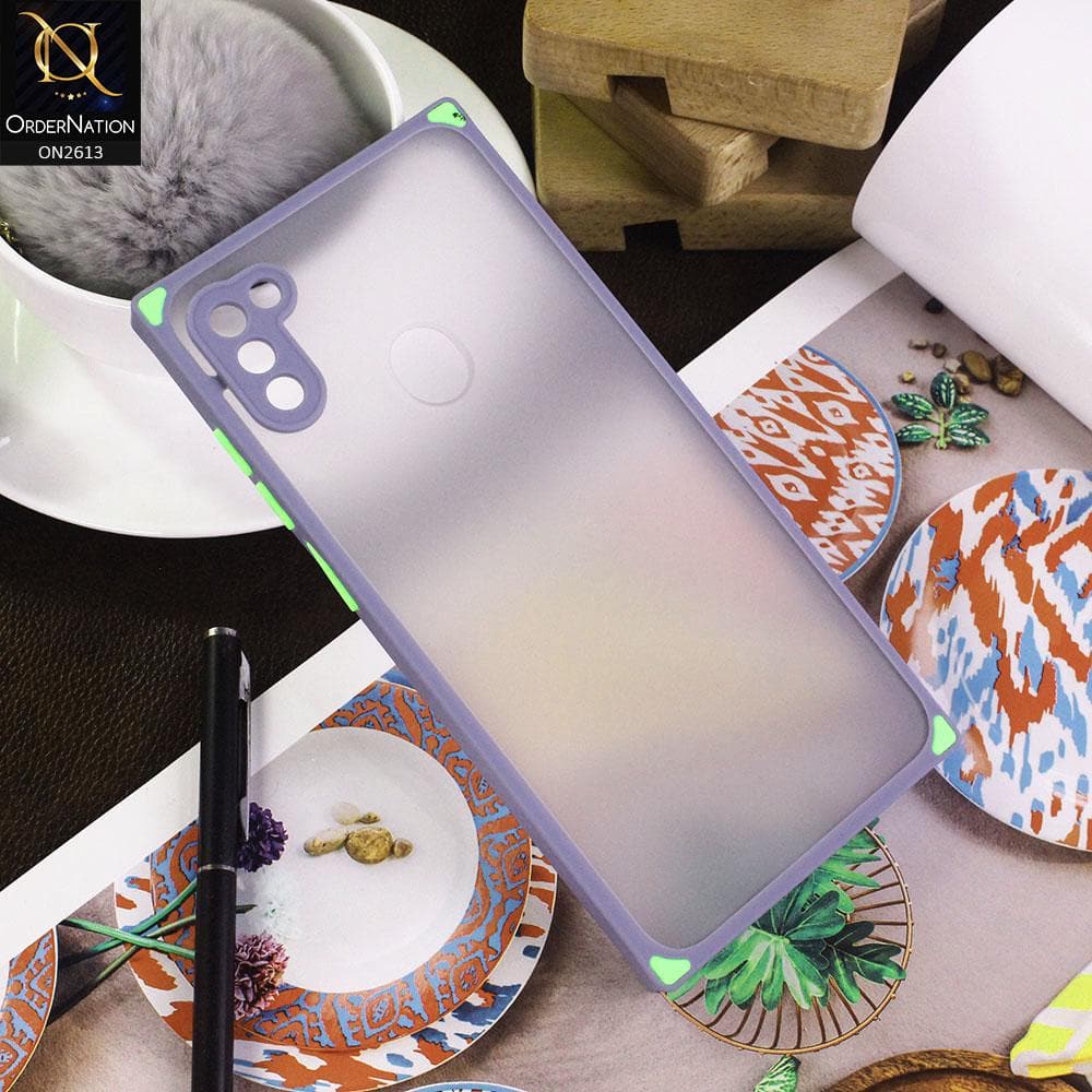 Samsung Galaxy M11 Cover Gray Square Style Semi Tranparent