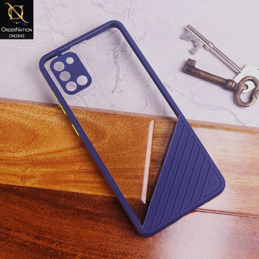 Samsung Galaxy A31 Cover - Blue - New Stylish Dual Touch Transparent Soft Triangle Case