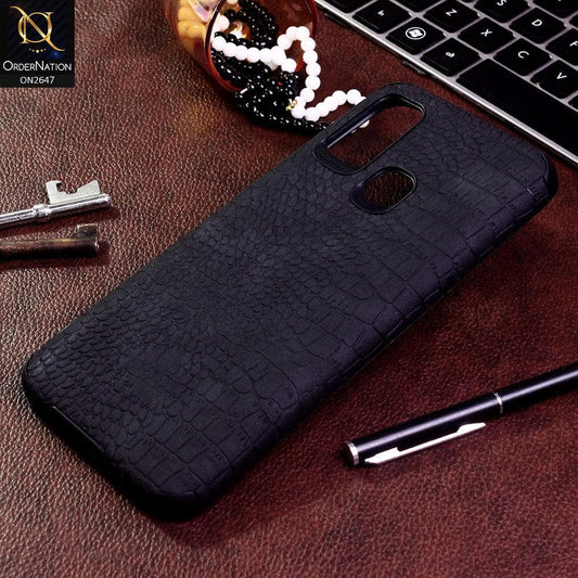 Infinix Hot 9 Play Cover - Black - New Crocks Texture Synthetic Leather Soft TPU Case