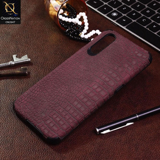 Vivo S1 Cover - Maroon - New Crocks Texture Synthetic Leather Soft TPU Case
