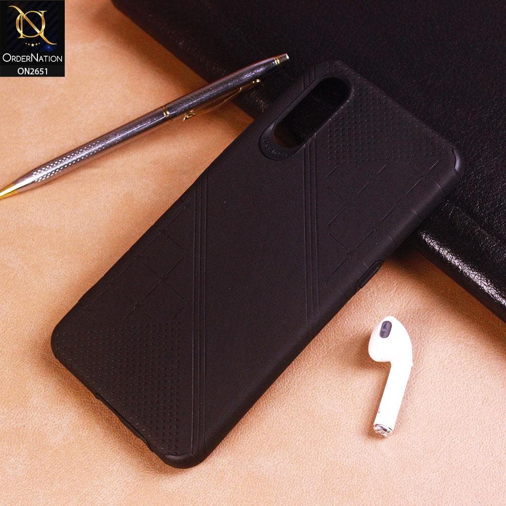Vivo S1 Cover Black Soft Stylish Leather Look Curved Line Case