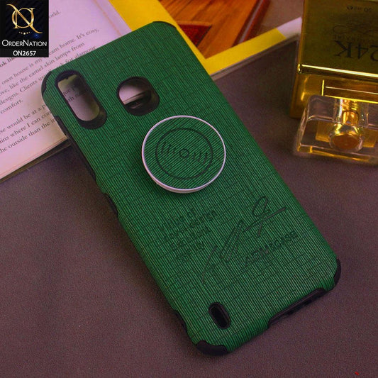 Infinix Smart 4 Cover - Green - New Stylish Febric Texture Case with Holder