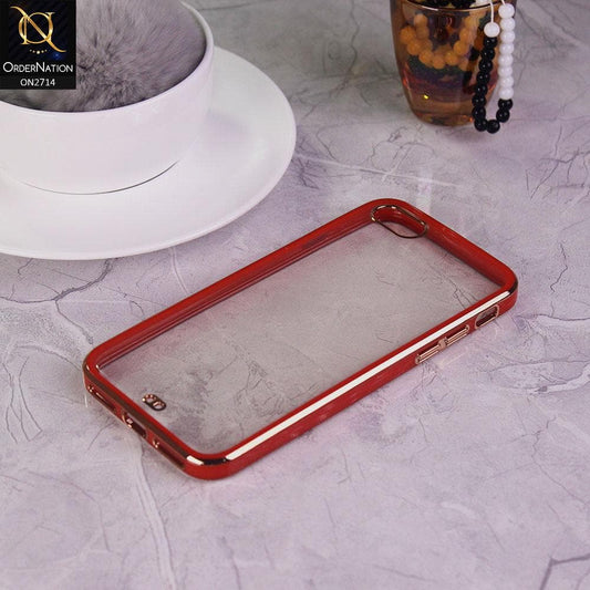 iPhone 8 / 7 Cover - Red - Eletroplating Soft Square Straight Edge Transparent Case