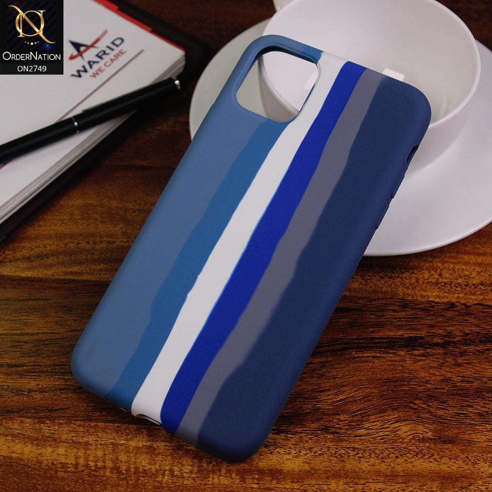 iPhone 11 Pro Max Cover Blue Rainbow Series Liquid Soft