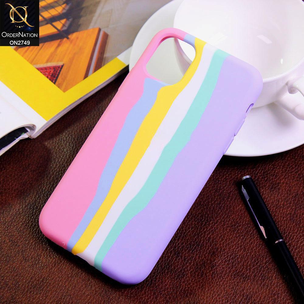 iPhone 11 Pro Max Cover Pink Rainbow Series Liquid Soft