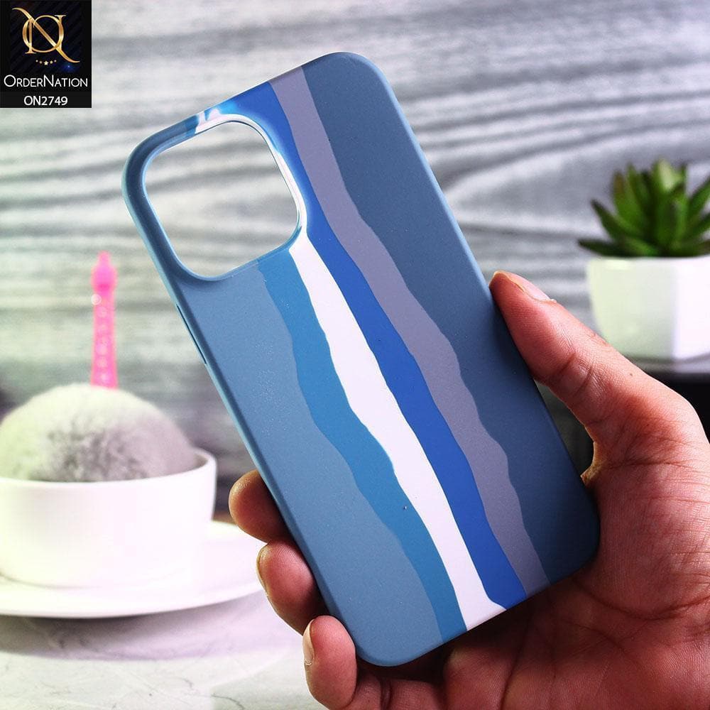 iPhone 13 Pro Cover Blue Rainbow Series Liquid Soft Silicon