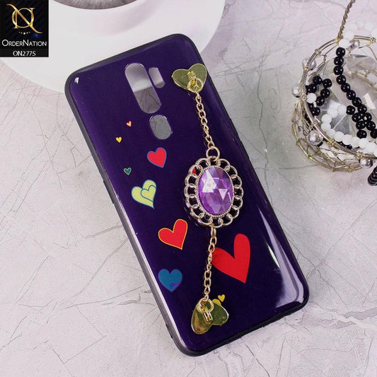 Oppo A5 2020 Cover - Design 3 - Cute Girlish Chain Stone Brogue Back Soft Case