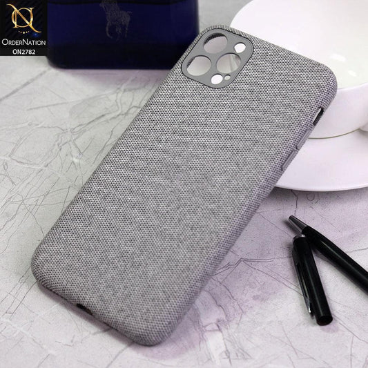 iPhone 12 Pro Cover - Light Gray - Luxury Fabric Jeans Texture Camera Protection Case