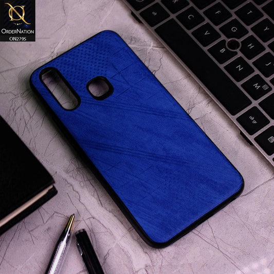 Vivo Y15 Cover - Blue - Vintage Fabric Look Dotted Soft Case