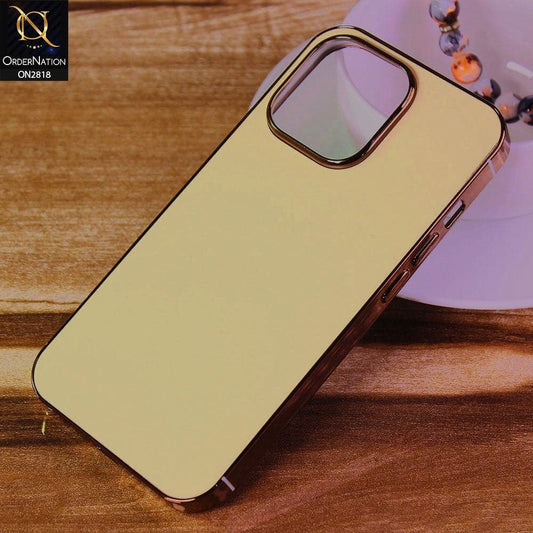 iPhone 13 Pro Max Cover - Golden - Matt Look Shiny Borders Soft Case