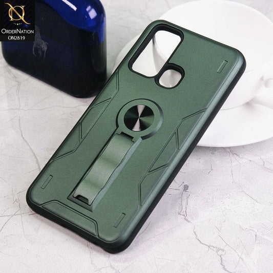 Vivo Y30 Cover - Green - 2 in 1 Hybrid Protective Case With Kick Stand