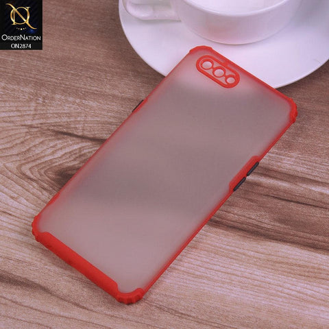 Oppo A12e Cover - Red - Classic Soft Color Border Semi-Transparent Camera Protection Case