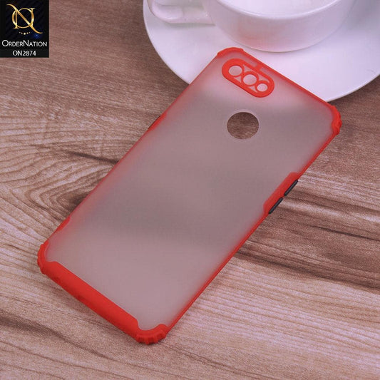Oppo A5s Cover - Red - Classic Soft Color Border Semi-Transparent Camera Protection Case