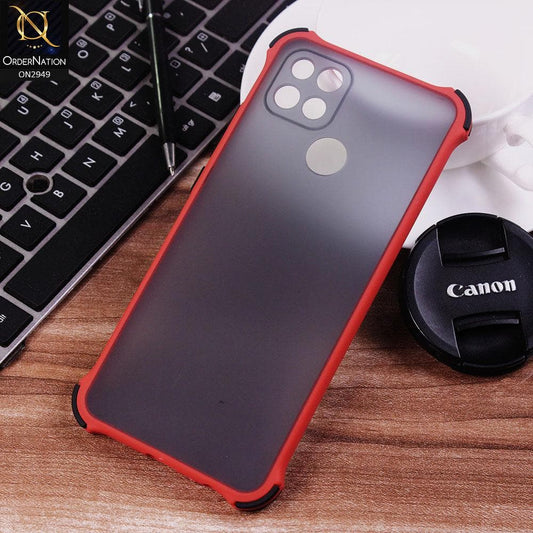 Oppo A15 Cover - Red - Translucent Matte Shockproof Camera Ring Protection Case