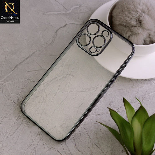 iPhone 14 Pro Max Cover - Black -J-Case Soft Color Borders Camera Protection Clear Back Case