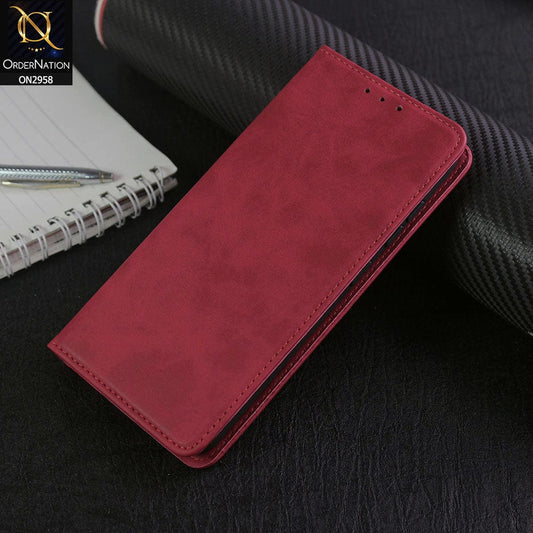 Oppo A54 4G Cover - Red - Elegent Leather Wallet Flip book Card Slots Case