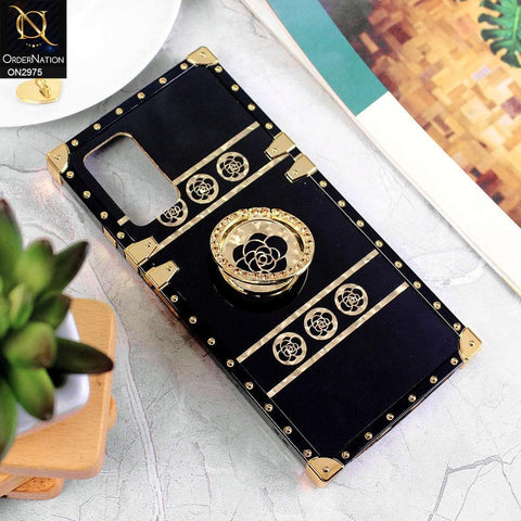 Xiaomi Redmi 9T Cover - Design 1 - 3D illusion Gold Flowers Soft Trunk Case With Ring Holder