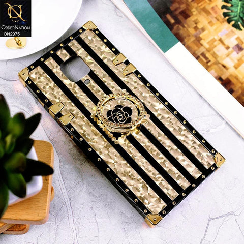 Xiaomi Redmi Note 9S Cover - Design 2 - 3D illusion Gold Flowers Soft Trunk Case With Ring Holder
