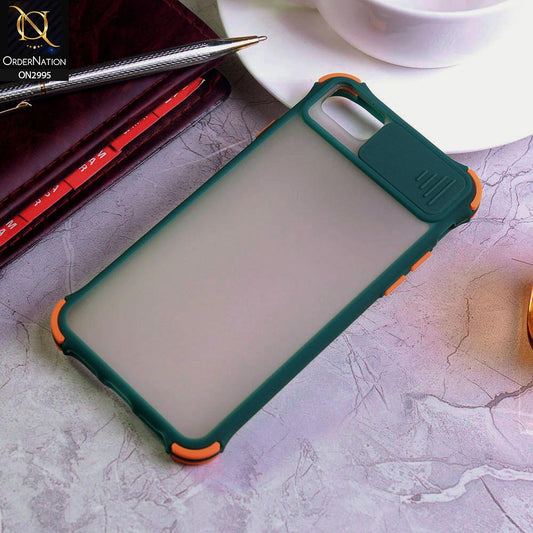 iPhone 6S / 6 Cover - Dark Green - Shockproof Bumper Color Border Semi Transparent Camera Slide Protection Case