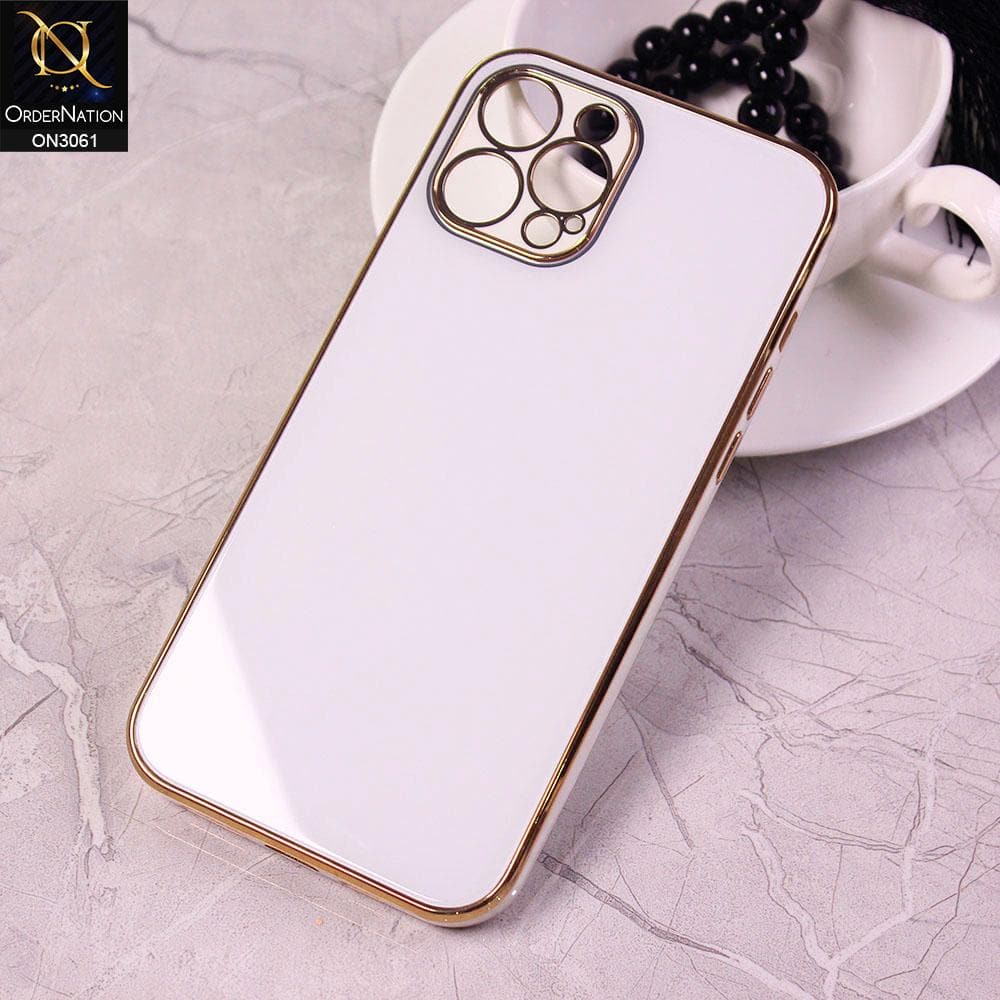 iPhone 12 Pro Max Cover White Soft Gold Plated Color Borders